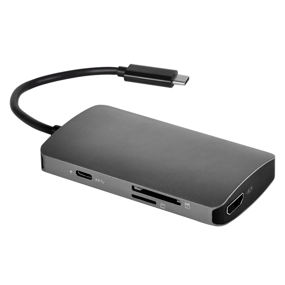 GEN-294 TYPE-C MULTIPORT ADAPTER WITH HDMI 4K60HZ , 3XUSB 3.0,SD/TF CARDS, 100W PD